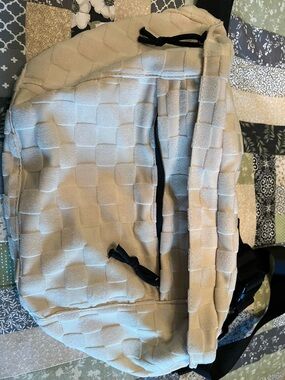 Woven Textured Cream Crossbody Bag